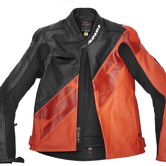 Spidi SUPER-R Racing Leather Motorcycle Jacket Black Orange