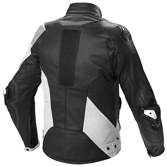 Spidi SUPER-R Racing Leather Motorcycle Jacket Black White