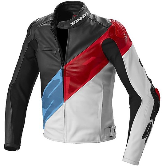 Spidi SUPER-R Racing Leather Motorcycle Jacket Red Blue