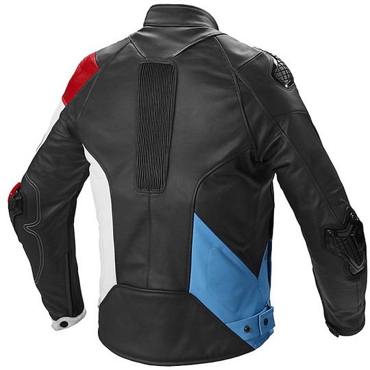 Spidi SUPER-R Racing Leather Motorcycle Jacket Red Blue