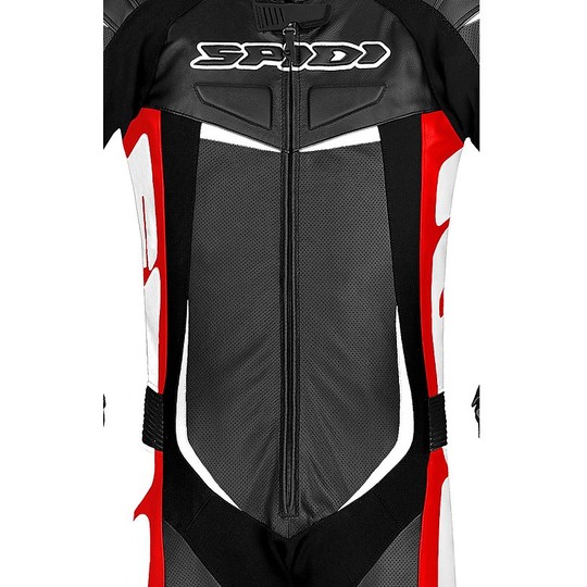 Spidi TRACK WIND PRO Full Racing Combinaison de moto professionnelle en cuir noir rouge