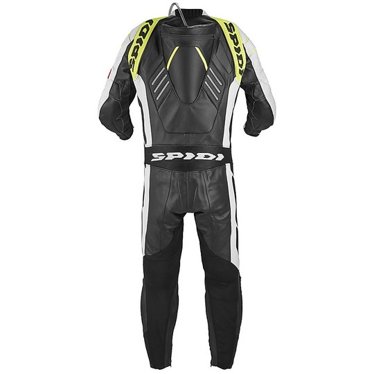 Spidi TRACK WIND PRO Motorcycle Suit Leather Racing Professional Full Black White Yellow Fluo