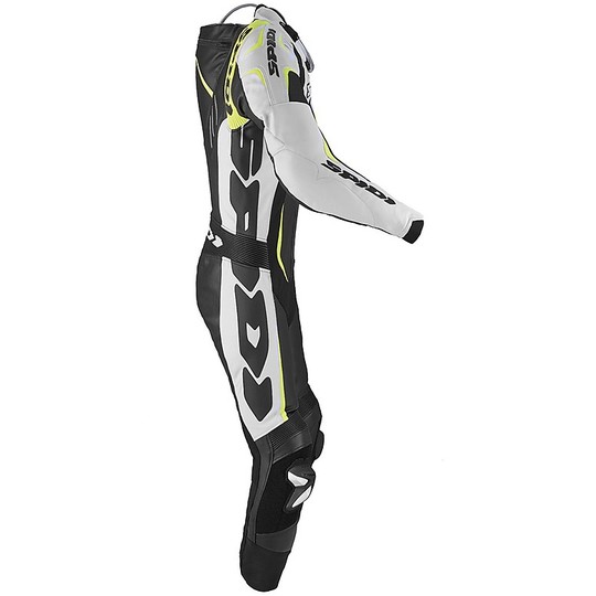 Spidi TRACK WIND PRO Motorcycle Suit Leather Racing Professional Full Black White Yellow Fluo