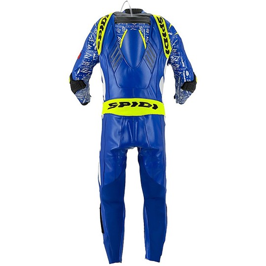 Spidi TRACK WIND REPLICA EVO Combinaison de moto professionnelle en cuir pleine course Bleu