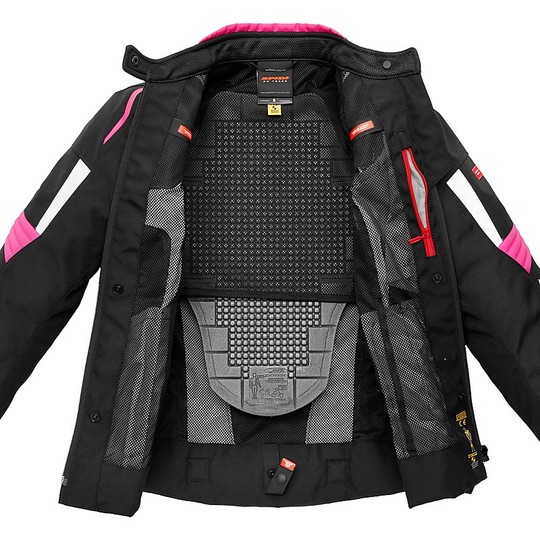 Spidi TRONIK TEX Damen-Motorradjacke für Damen aus Sportstoff Schwarz Weiß Rosa