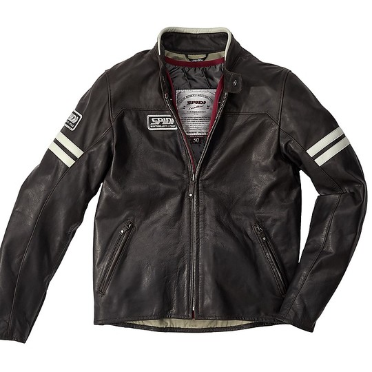 Spidi VINTAGE Custom Leather Motorcycle Jacket Ice Brown