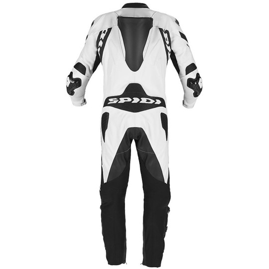 Spidi WARRIOR 2 WIND PRO Combinaison de moto professionnelle en cuir pleine course blanc noir