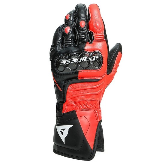 Sport Motorcycle Gloves in Dainese CARBON 3 LONG Leather Black Red White