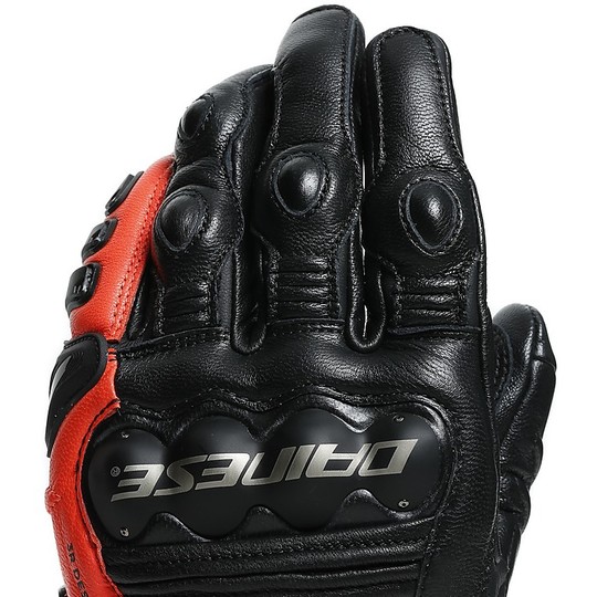 Sport Motorcycle Gloves in Dainese Leather 4 STROKE 2 Black Red