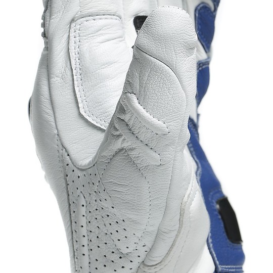 Sport Motorcycle Gloves in Dainese Leather 4 STROKE 2 White Blue