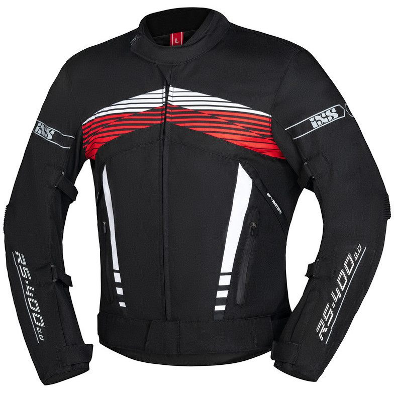 Sport Motorcycle Jacket In Ixs RS-400-ST 3.0 Black White Red Fabric