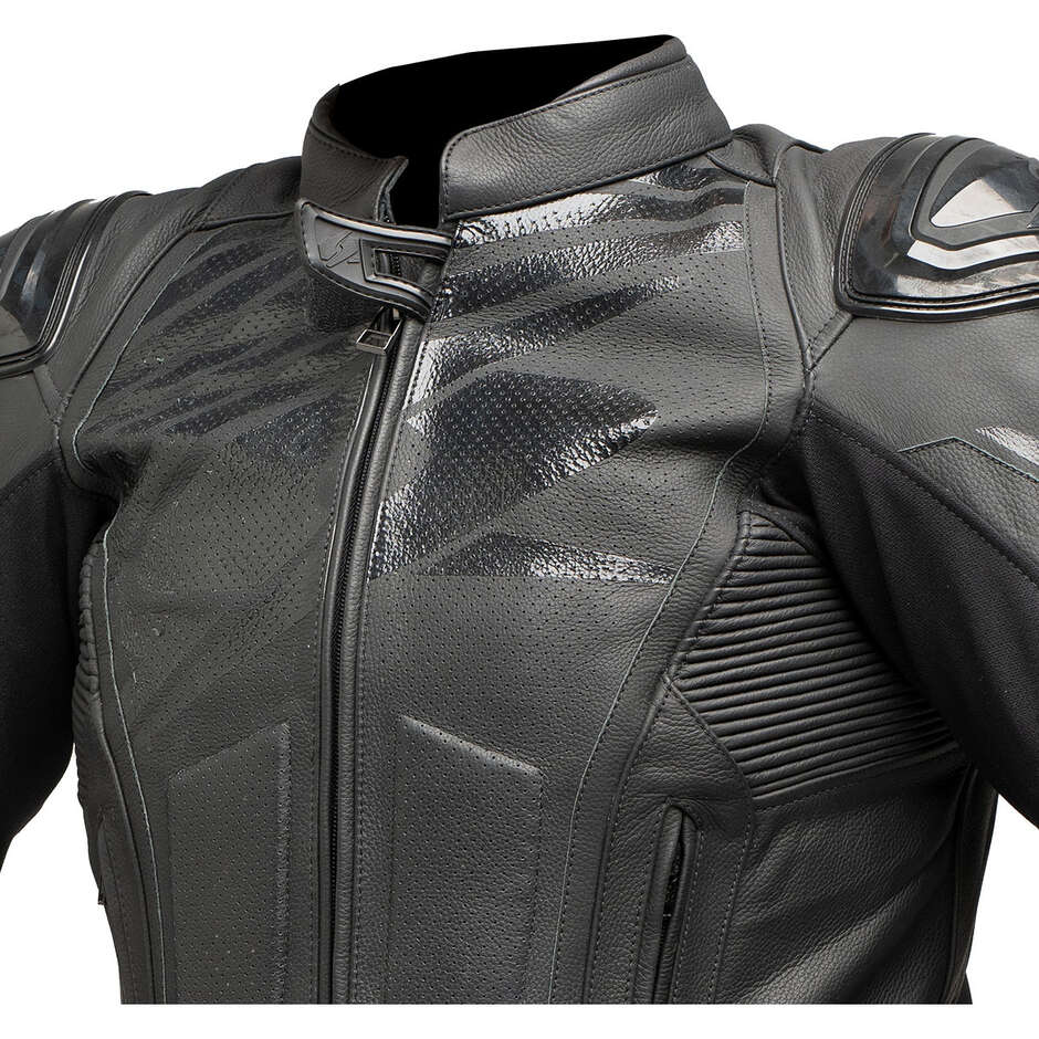 Spyke Aragon Racing Black leather motorcycle jacket