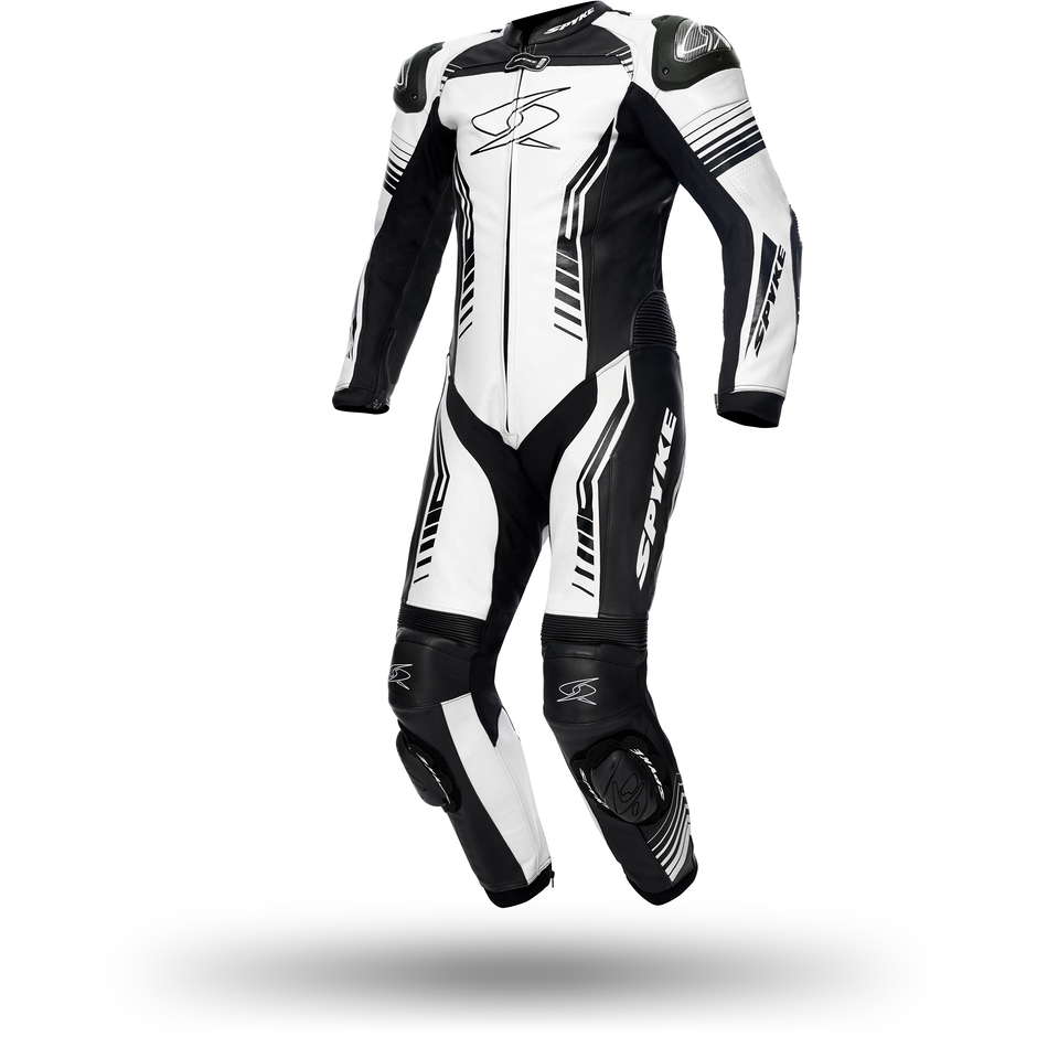 Spyke Assen Race Professional Combinaison de moto en cuir blanc noir