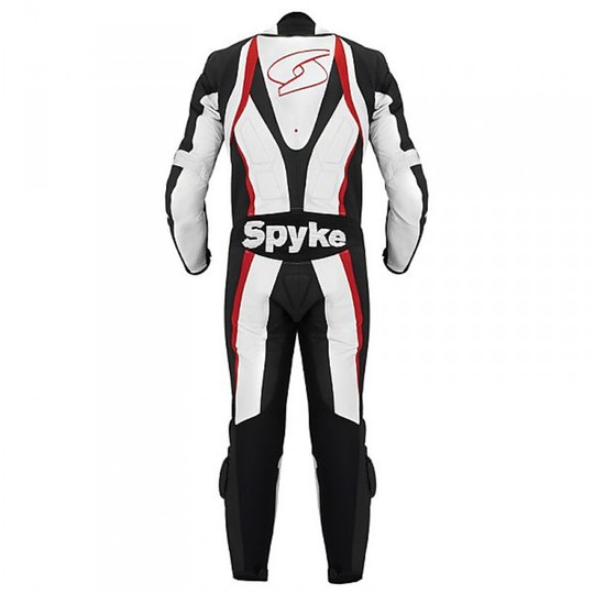 Spyke Blaster Evo Combinaison moto professionnelle en cuir blanc noir rouge