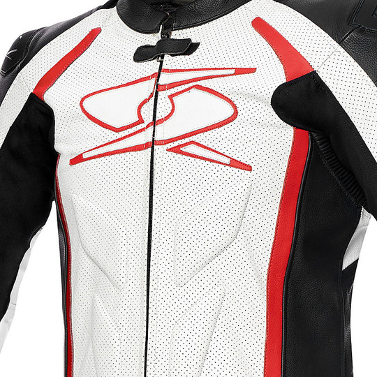 Spyke Blaster GT-R Air Professional Leather Motorcycle Suit White Red Black CE