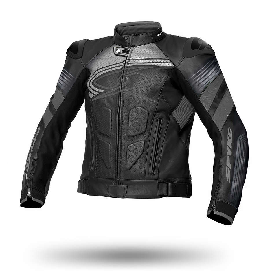Spyke ESTORIL EVO Racing Leather Motorcycle Jacket Black