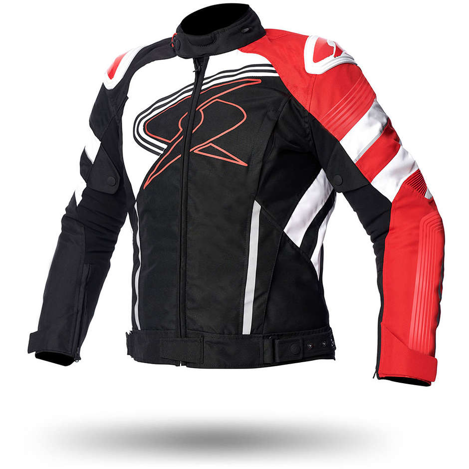 Spyke ESTORIL GT Fabric Motorcycle Jacket Black White Red