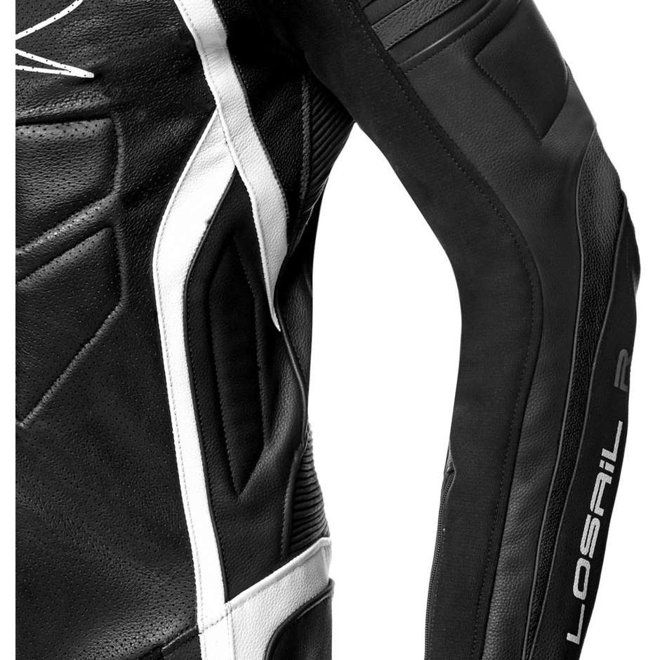 Spyke Losail Race CE Combinaison de moto professionnelle en cuir intégral noir blanc