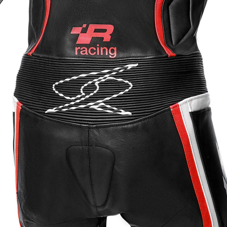 Spyke Losail Race CE Combinaison de moto professionnelle en cuir intégral noir rouge blanc
