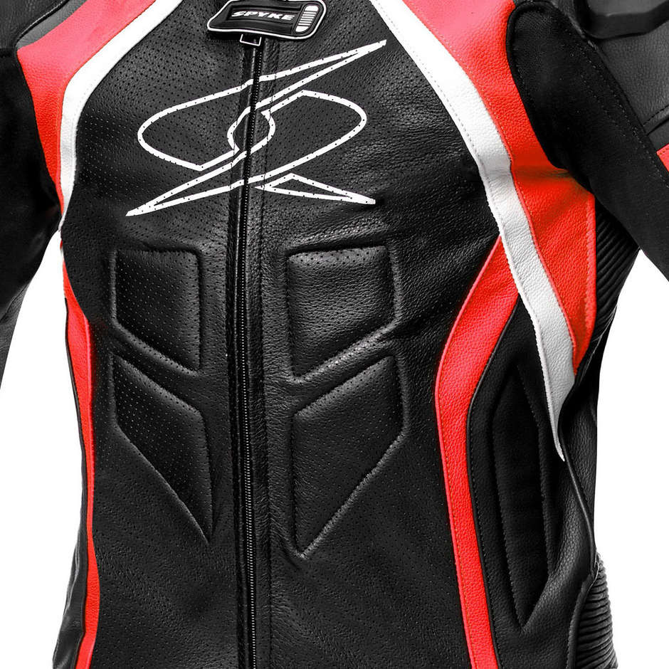 Spyke Losail Race CE Full Leather Professional Motorcycle Suit Black Red White