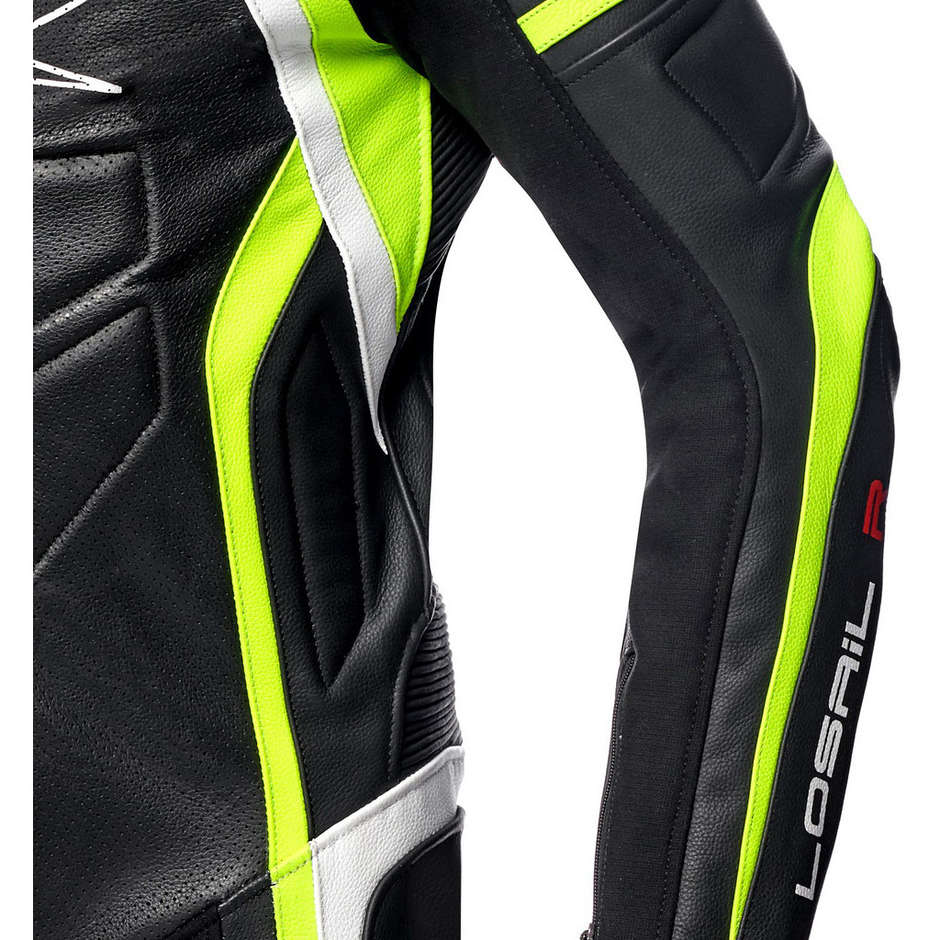 Spyke Losail Race CE Full Leather Professional Motorcycle Suit Black Yellow Fluo