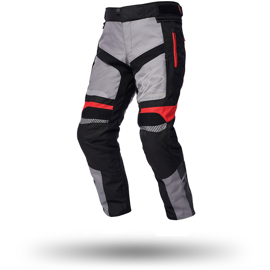 Spyke MERIDIAN Dry Tecno Pants Stoff Motorradhose Grau Schwarz Rot