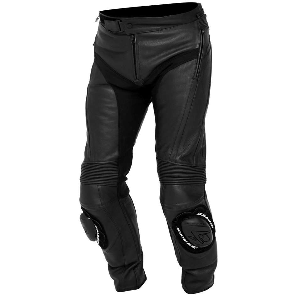 Spyke MISANO RS Pantalon de moto en cuir noir noir avec curseur
