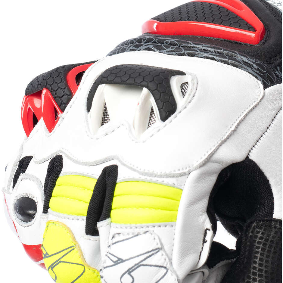 Spyke TECH PRO Black White Racing Leather Motorcycle Gloves