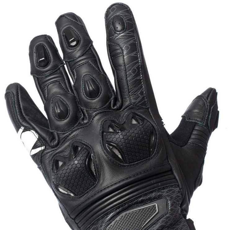 Spyke TECH RACE Black Racing Leather Motorcycle Gloves