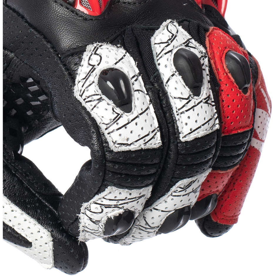 Spyke TECH SPORT 2.0 Short Leather Motorcycle Gloves Black White Red