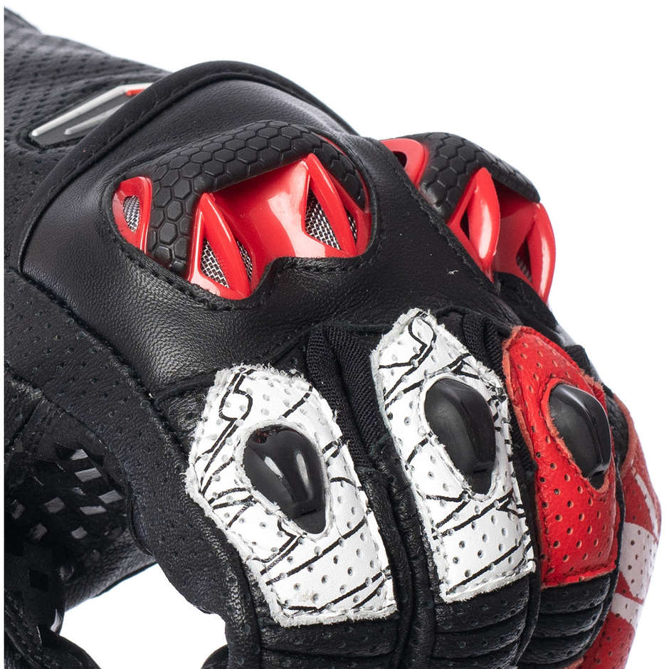 Spyke TECH SPORT 2.0 Short Leather Motorcycle Gloves Black White Red