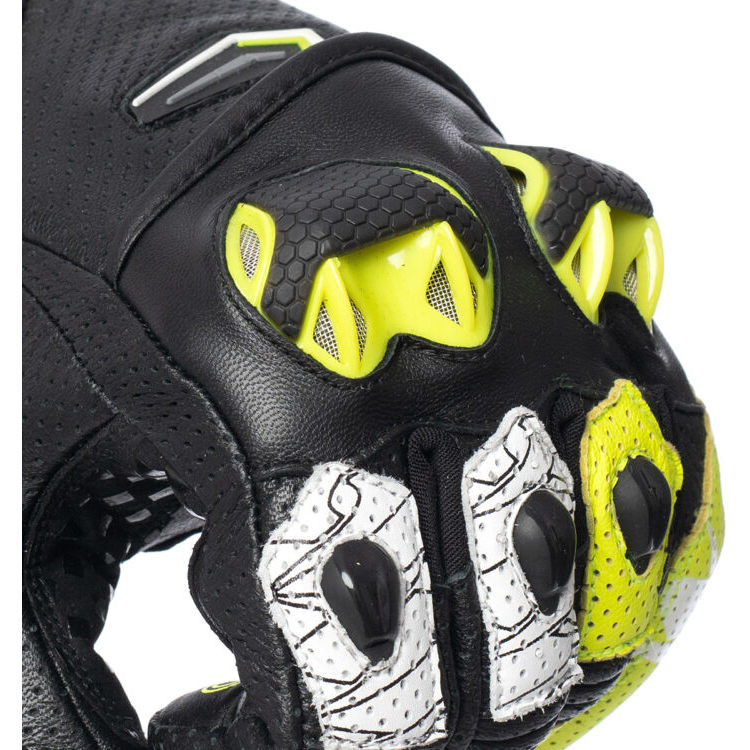Spyke TECH SPORT 2.0 Short Leather Motorcycle Gloves Black White Yellow Fluo
