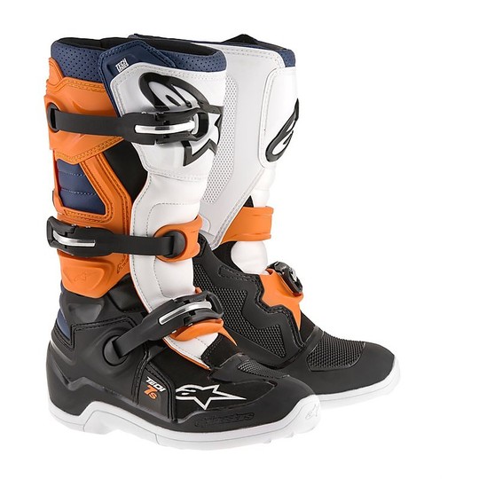 Stivali da Bambino Moto Cross Enduro Alpinestars Tech 7 S Youth Nero Arancio Bianco Blu