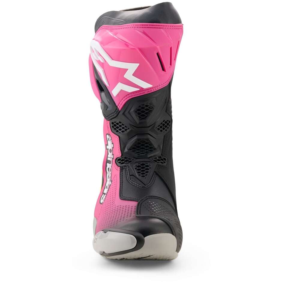 Stivali Moto Alpinestars SUPERTECH R Nero Magenta Bianco Giallo