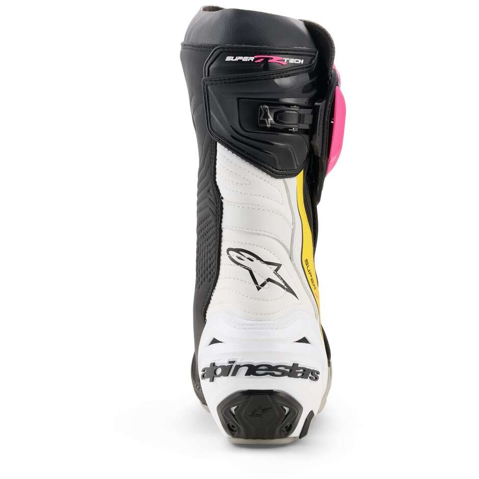 Stivali Moto Alpinestars SUPERTECH R Nero Magenta Bianco Giallo