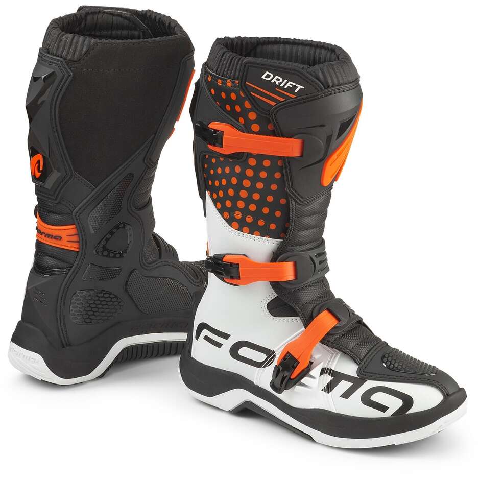 Stivali Moto Bambino MX Trial DRIFT Nero Arancione Bia taglia 39