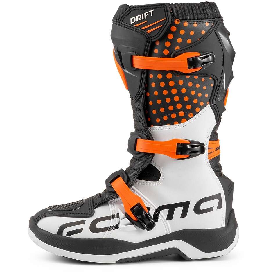 Stivali Moto Bambino MX Trial Forma DRIFT Nero Arancione Bianco