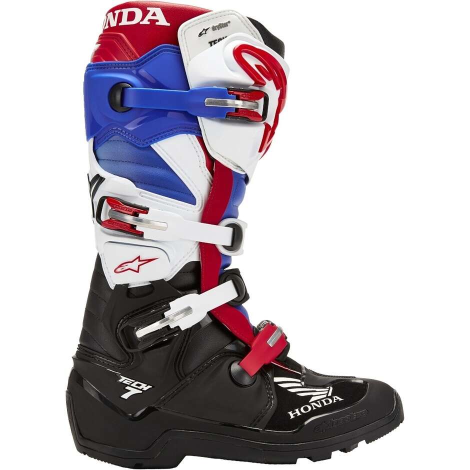 Stivali Moto Cross Alpinestars HONDA TECH 7 ENDURO DRYSTAR Nero Bianco Blu Rosso Brillante