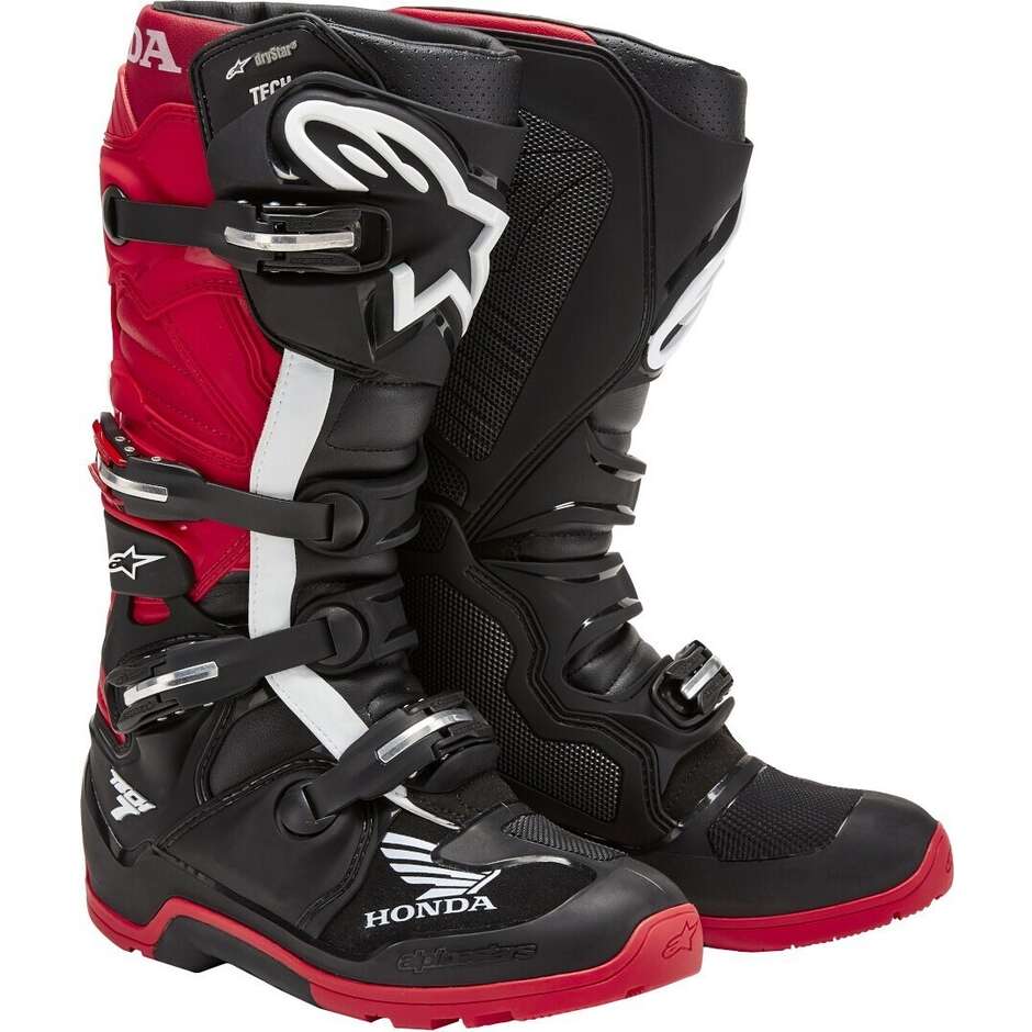 Stivali Moto Cross Alpinestars HONDA TECH 7 ENDURO DRYSTAR Nero Rosso Brillante