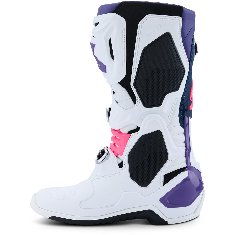 Stivali Moto Cross Enduro Alpinestars TECH 10 Bianco Viola Navy Blu Rosa Fluo