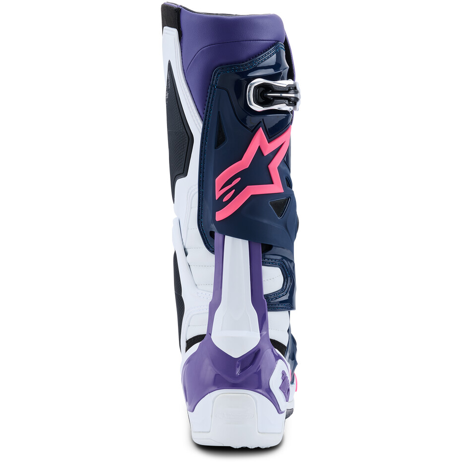 Stivali Moto Cross Enduro Alpinestars TECH 10 Bianco Viola Navy Blu Rosa Fluo
