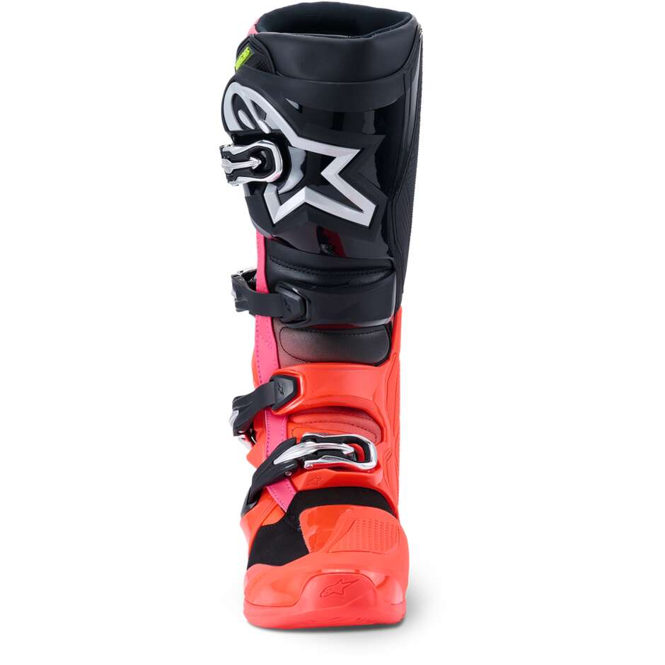 Stivali Moto Cross Enduro Alpinestars TECH 7 Nero Rosso Fluo Rosa Fluo