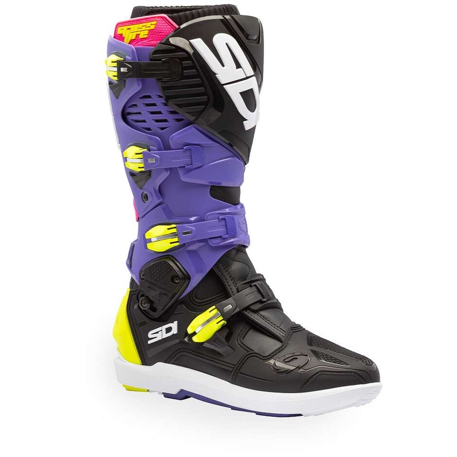 Stivali Moto Cross Sidi CROSSFIRE 3 SRS Viola Nero Giallo Fluo