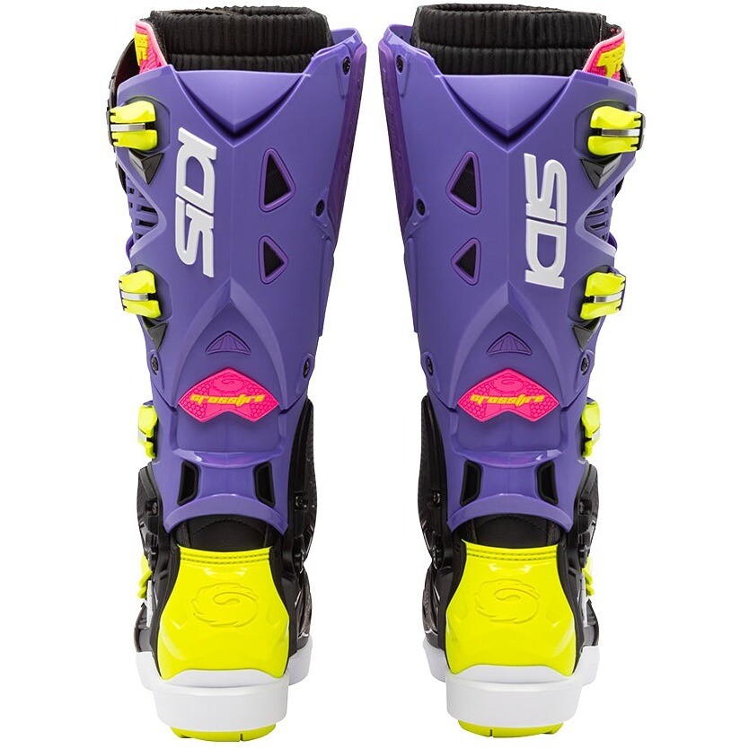 Stivali Moto Cross Sidi CROSSFIRE 3 SRS Viola Nero Giallo Fluo