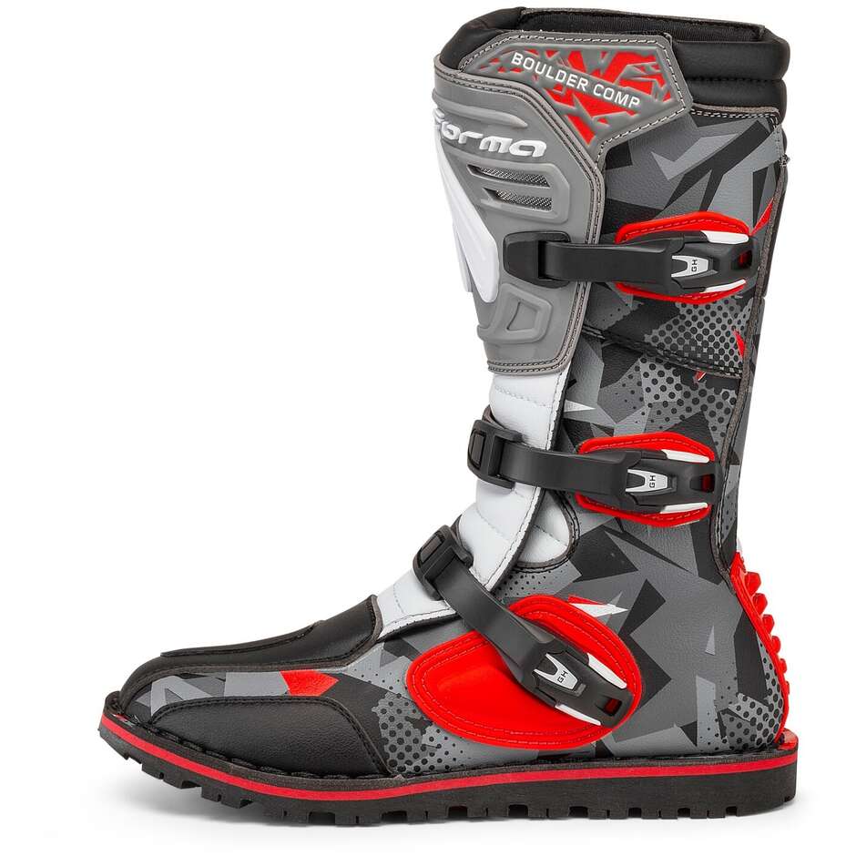 Stivali Moto Enduro & Trial Forma BOULDER COMP Camo Rosso Bianco Grigio