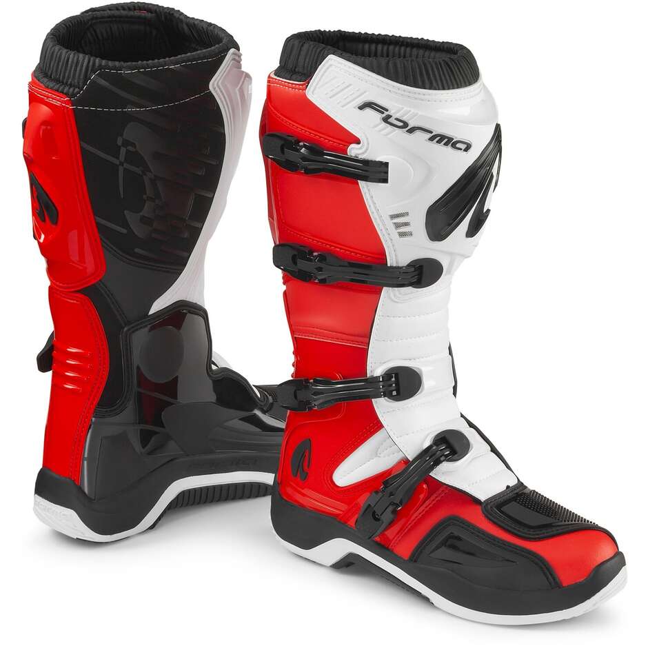 Stivali Moto MX Trial Forma TRACTION Rosso Bianco Nero