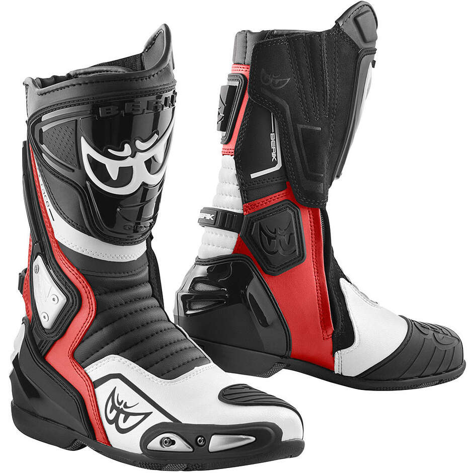 Stivali Moto Racing Berik Donington 1563-BK Nero Rosso Fluo