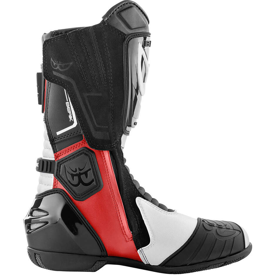 Stivali Moto Racing Berik Donington 1563-BK Nero Rosso Fluo