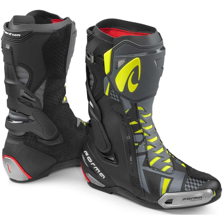 Stivali Moto Racing Forma PHANTOM Nero Grigio Giallo FLuo