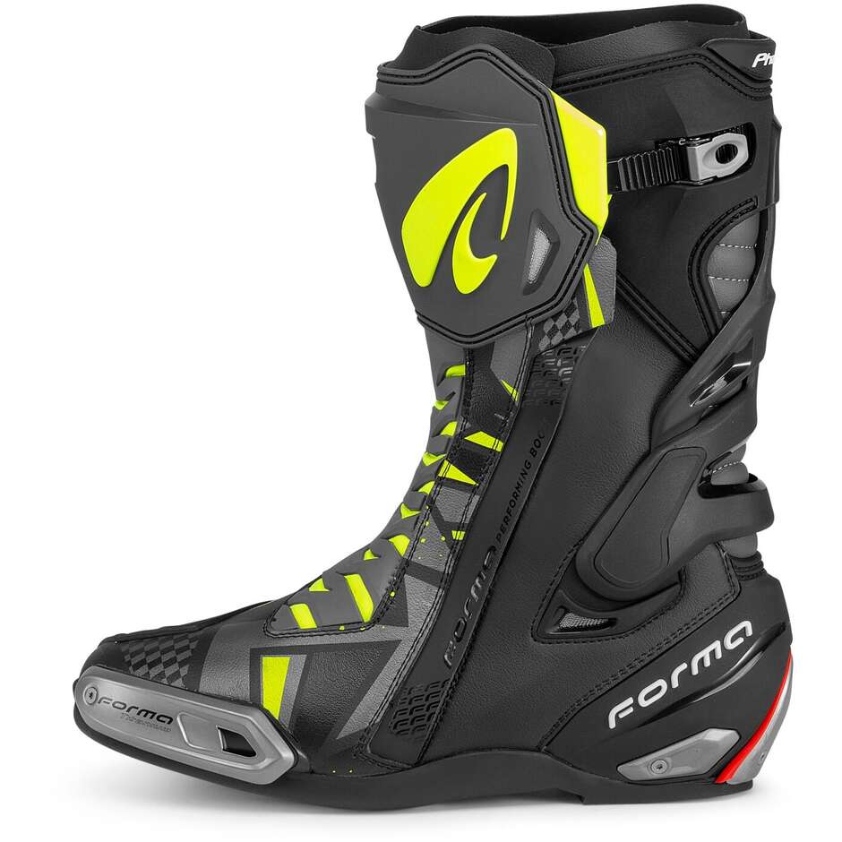 Stivali Moto Racing Forma PHANTOM Nero Grigio Giallo FLuo